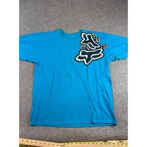 Fox Racing Graphic Shirt Men XL Blue Grunge Biker Skate Motocross Streetwear Y2K